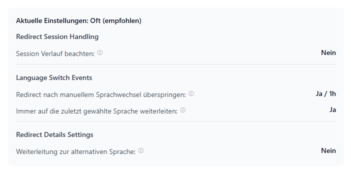 Redirect-Einstellungen in Reqser